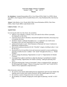 University Studies Advisory Committee Minutes In Attendance October 7, 2009
