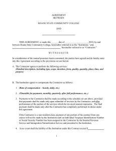 AGREEMENT BETWEEN  ROANE STATE COMMUNITY COLLEGE