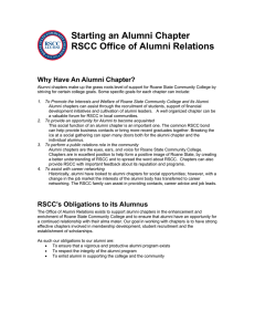 Starting an Alumni Chapter RSCC Office of Alumni Relations RSCC