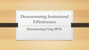 Demonstrating Institutional Effectiveness Documenting Using SPOL