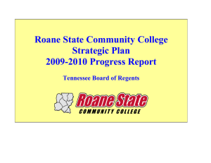 Roane State Community College Strategic Plan 2009-2010 Progress Report