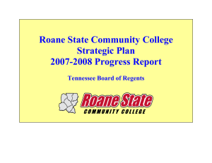 Roane State Community College Strategic Plan 2007-2008 Progress Report