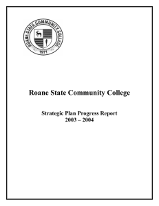 Roane State Community College Strategic Plan Progress Report  2003 – 2004