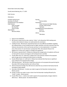 Roane State Community College Faculty Senate Meeting, Dec. 2 , 2010 Draft minutes