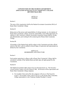 CONSTITUTION OF THE STUDENT GOVERNMENT ASOCIATION OF ROANE STATE COMMUNITY COLLEGE