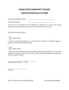 ROANE STATE COMMUNITY COLLEGE CERTIFICATION/FACULTY FORM