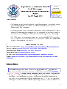 Department of Homeland Security IAIP Directorate Daily Open Source Infrastructure Report