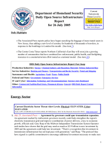 Department of Homeland Security Daily Open Source Infrastructure Report for 26 July 2005