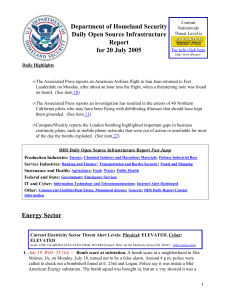 Department of Homeland Security Daily Open Source Infrastructure Report for 20 July 2005