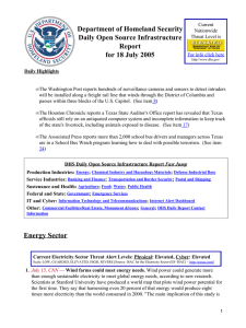 Department of Homeland Security Daily Open Source Infrastructure Report for 18 July 2005