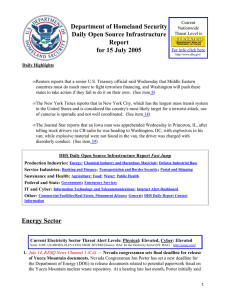 Department of Homeland Security Daily Open Source Infrastructure Report for 15 July 2005