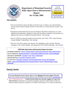 Department of Homeland Security Daily Open Source Infrastructure Report for 14 July 2005
