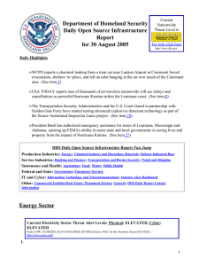 Department of Homeland Security Daily Open Source Infrastructure Report for 30 August 2005