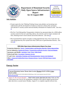 Department of Homeland Security Daily Open Source Infrastructure Report for 24 August 2005