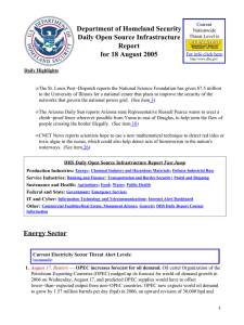 Department of Homeland Security Daily Open Source Infrastructure Report for 18 August 2005