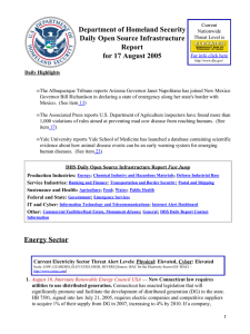 Department of Homeland Security Daily Open Source Infrastructure Report for 17 August 2005