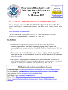 Department of Homeland Security Daily Open Source Infrastructure Report for 11 August 2005