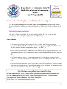 Department of Homeland Security Daily Open Source Infrastructure Report for 08 August 2005