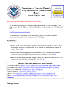 Department of Homeland Security Daily Open Source Infrastructure Report for 04 August 2005