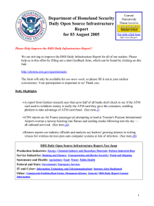 Department of Homeland Security Daily Open Source Infrastructure Report for 03 August 2005