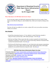 Department of Homeland Security Daily Open Source Infrastructure Report for 02 August 2005