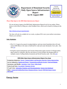 Department of Homeland Security Daily Open Source Infrastructure Report for 01 August 2005