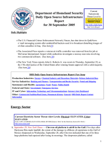 Department of Homeland Security Daily Open Source Infrastructure Report for 30 September 2005