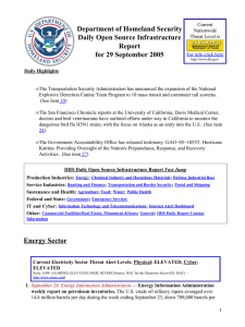 Department of Homeland Security Daily Open Source Infrastructure Report for 29 September 2005