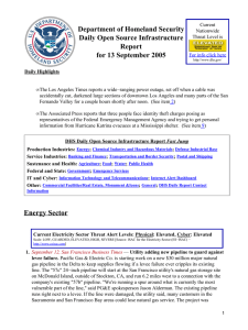 Department of Homeland Security Daily Open Source Infrastructure Report for 13 September 2005