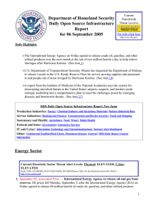 Department of Homeland Security Daily Open Source Infrastructure Report for 06 September 2005