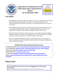 Department of Homeland Security Daily Open Source Infrastructure Report for 02 September 2005