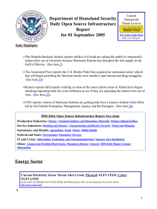 Department of Homeland Security Daily Open Source Infrastructure Report for 01 September 2005