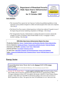 Department of Homeland Security Daily Open Source Infrastructure Report for 31 October 2005