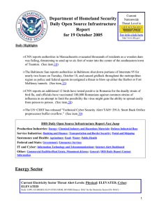 Department of Homeland Security Daily Open Source Infrastructure Report for 19 October 2005