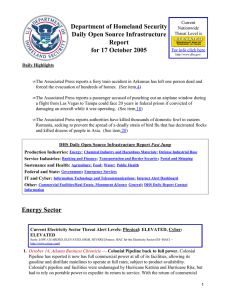 Department of Homeland Security Daily Open Source Infrastructure Report for 17 October 2005
