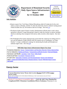 Department of Homeland Security Daily Open Source Infrastructure Report for 11 October 2005