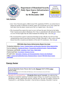 Department of Homeland Security Daily Open Source Infrastructure Report for 06 December 2005