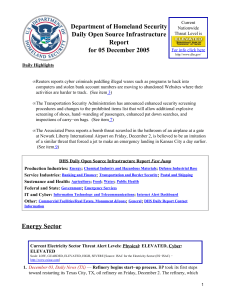 Department of Homeland Security Daily Open Source Infrastructure Report for 05 December 2005