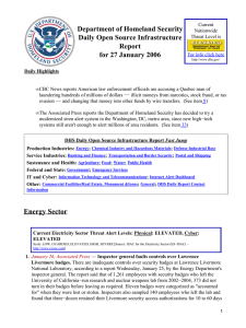 Department of Homeland Security Daily Open Source Infrastructure Report for 27 January 2006