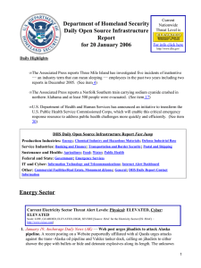 Department of Homeland Security Daily Open Source Infrastructure Report for 20 January 2006