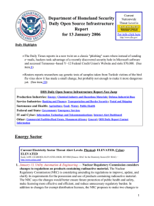 Department of Homeland Security Daily Open Source Infrastructure Report for 13 January 2006