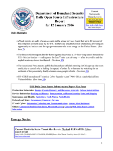 Department of Homeland Security Daily Open Source Infrastructure Report for 12 January 2006