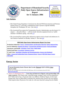 Department of Homeland Security Daily Open Source Infrastructure Report for 11 January 2006