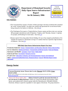 Department of Homeland Security Daily Open Source Infrastructure Report for 06 January 2006