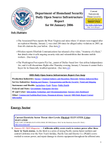 Department of Homeland Security Daily Open Source Infrastructure Report for 04 January 2006