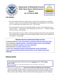 Department of Homeland Security Daily Open Source Infrastructure Report for 16 March 2006