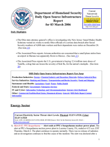 Department of Homeland Security Daily Open Source Infrastructure Report for 03 March 2006