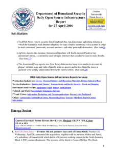 Department of Homeland Security Daily Open Source Infrastructure Report for 27 April 2006
