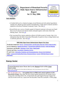 Department of Homeland Security Daily Open Source Infrastructure Report for 11 May 2006