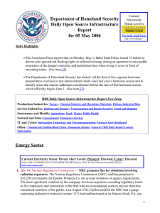 Department of Homeland Security Daily Open Source Infrastructure Report for 05 May 2006